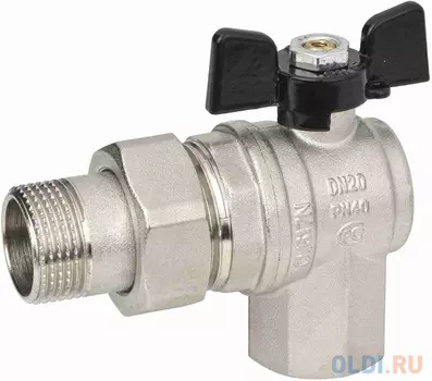 Кран Американка Угловой Н/В Ду-20 (3/4") Бабочка черн. Bugatti OREGON (594)