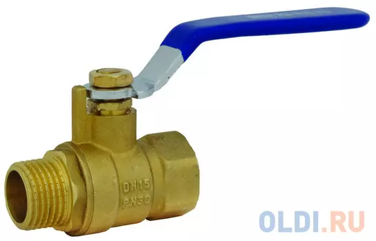 КРАН ШАРОВОЙ ЛАТУНЬ 1/2" РУЧКА, ГАЙКА-ШТУЦЕР (15/120) "RM"