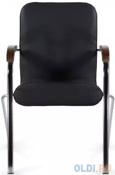 Кресло BRABIX "Samba CF-105 BOX-2", хром каркас, накладки "орех", кожзам черный, разобрано, 532761