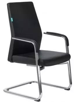 Кресло Бюрократ _JONS-LOW-V/BLACK на полозьях черный кожа