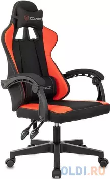 Кресло игровое Zombie Rudger черный/красный ткань/эко.кожа крестов. пластик