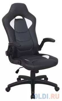 Кресло компьютерное BRABIX "Skill GM-005", откидные подлокотники, экокожа, черное/белое