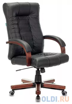 Кресло руководителя Бюрократ KB-10WALNUT черный кожа крестовина металл/дерево