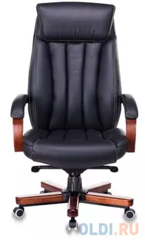 Кресло руководителя Бюрократ T-9922WALNUT/BLACK черный кожа крестовина дерево