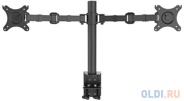 Кронштейн для 2-х мониторов KRON/ 10-24" макс. 100*100, струбцина, наклон -85?+15? поворот 360?, вылет от основания 0-385мм, макс. вертик. переме
