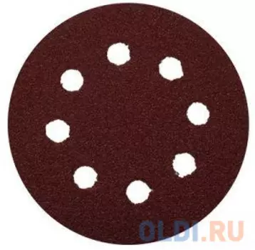 Круг шлифовальный Зубр Мастер универсальный из абразивной бумаги на велкро основе 8 отверстий Р100 125мм 5шт 35562-125-100