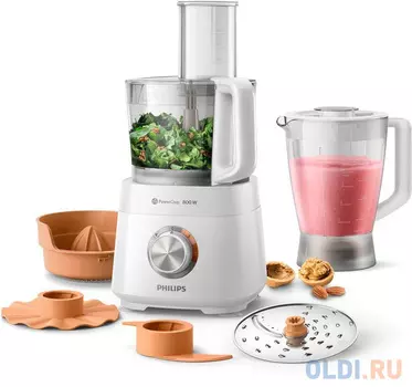 Кухонный комбайн Philips/ Кухонный комбайн 6 в 1 Philips Viva Collection, 800 Вт, Насадки: 5, Скорости: 2+турбо, Цвет: