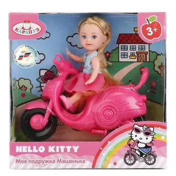 КУКЛА "КАРАПУЗ" HELLO KITTY. МАШЕНЬКА 12СМ, НА СКУТЕРЕ В РУСС. КОР. в кор.2*30шт