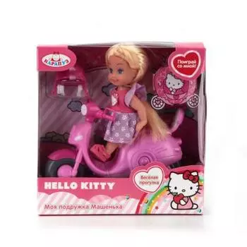 КУКЛА "КАРАПУЗ" HELLO KITTY. МАШЕНЬКА 12СМ, ТВЕРДОЕ ТЕЛО, НА СКУТЕРЕ В РУСС. КОР. в кор.2*48шт