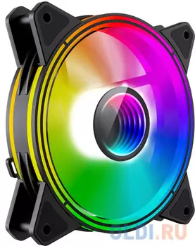 Кулер для корпуса ПК/ Gamemax FN-12Rainbow-Q-Infinity, 12CM ARGB Rainbow Infinity, Quad-ring, 3pin+4Pin connector