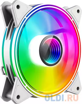 Кулер для корпуса ПК/ Gamemax FN-12Rainbow-Q-Infinity White, 12CM white ARGB Rainbow Infinity, Quad-ring, 3pin+4Pin connector