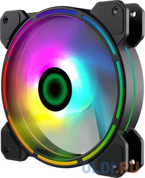 Кулер для корпуса ПК/ Gamemax FN-12Rainbow-D, 12CM ARGB Rainbow Fan, Dual rings+centre ARGB LEDs, 3pin+4Pin connector