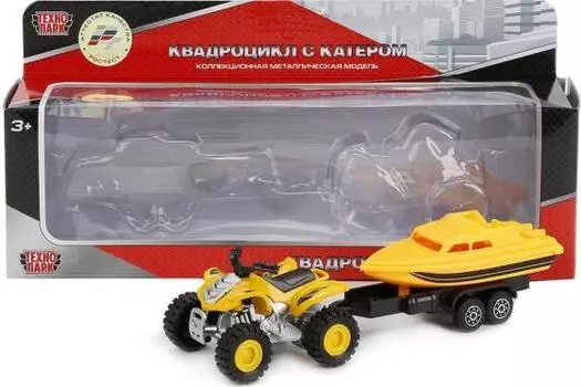 Квадроцикл Технопарк КВАДРОЦИКЛ С ПРИЦЕПОМ желтый 66002-R