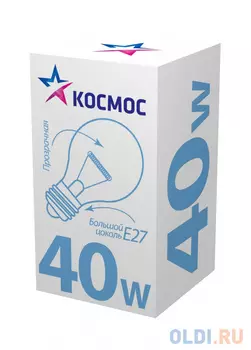 Лампа накаливания КОСМОС 40 Ватт, груша прозрачная Е27