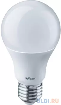 ЛАМПА СВЕТОДИОДНАЯ (LED) A60 ГРУША 10W 4000 К E27, ХОЛ. СВЕТ (10/100) "NAVIGATOR" 94 388