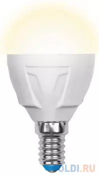 Лампа светодиодная шар Uniel LED-G45 7W/WW/E14/FR PLP01WH E14 7W 3000K UL-00002419
