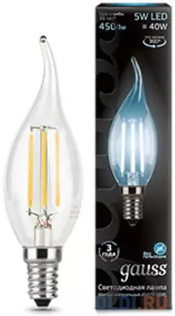 Лампа светодиодная свеча на ветру Gauss 104801205 E14 5W 4100K