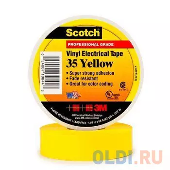 Лента 3M Scotch 35 7000031671 изоляционная ПВХ 19x20000мм жёлтый