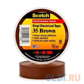 Лента 3M Scotch 35 7000031673 изоляционная ПВХ 19x20000мм коричневый
