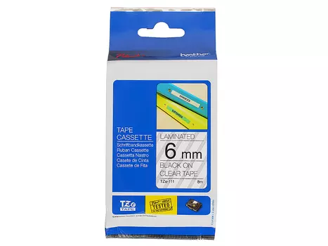 Лента Brother TZE111 6мм черный на прозрачной основе