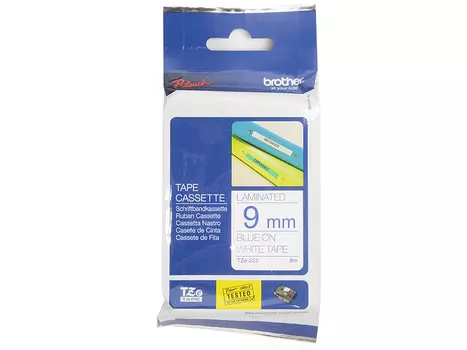 Лента Brother TZE223 9мм синий на белом