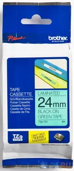 Лента ламинирования Brother TZE-751 24мм черный на зеленом