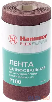 Лента шлиф. Hammer Flex 216-013 115х5м P100 бум. основа, рулон