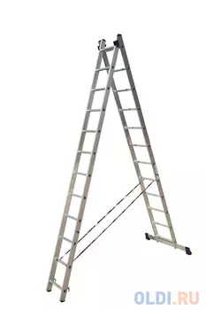 ЛЕСТНИЦА-СТРЕМЯНКА 2 СЕКЦИИ ПО 8 СТУПЕНЕЙ (1) "АЛЮМЕТ"