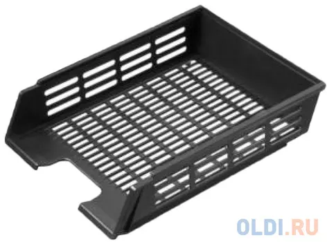 Лоток горизонтальный для бумаг СТАММ с пазами, сетчатый, черный, ЛТ76
