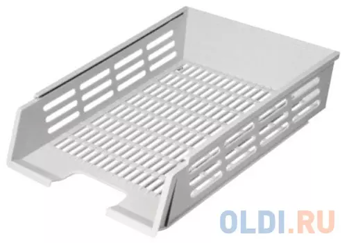 Лоток горизонтальный для бумаг СТАММ с пазами, сетчатый, серый, ЛТ75