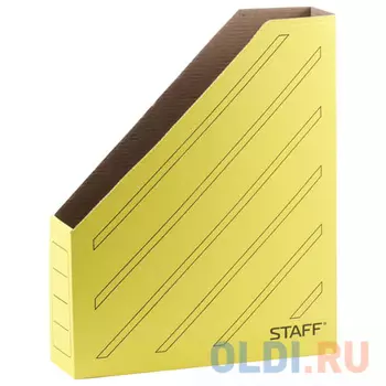 Лоток вертикальный для бумаг, микрогофрокартон, 75 мм, до 700 листов, желтый, STAFF, 128883