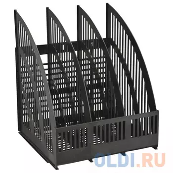 Лоток вертикальный для бумаг СТАММ "Line", ширина 250 мм, 3 отделения, сетчатый, сборный, черный, ЛТ454