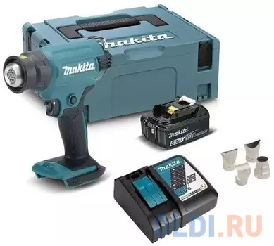 Makita Аккумуляторный тепловой пистолет (фен) LXT 18В, 550 град, кейс MakPac ,насадки (5.0Ач х1,з/у) DHG180RT1J