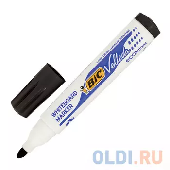 Маркер для доски BIC "Velleda", ЧЕРНЫЙ, эргономичный корпус, круглый наконечник, 1,4-5 мм, 904937