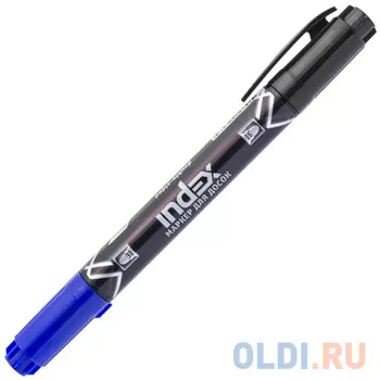 Маркер для доски Index двуцветный, двусторонний синий черный IMW101/BK-BU