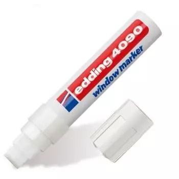 Маркер для окон и стекла EDDING 4090, 4-15 мм, смываемый, на меловой основе, белый, E-4090/49