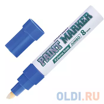 Маркер-краска лаковый (paint marker) MUNHWA "Jumbo", 8 мм, нитро-основа, алюминиевый корпус, синий, JPM-02