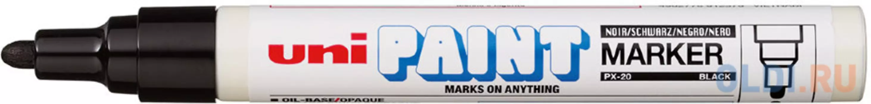 Маркер-краска лаковый (paint marker) UNI (Япония) Paint, черный, 2,2-2,8 мм, нитро-основа, алюминиевый корпус, PX-20(L) BLACK