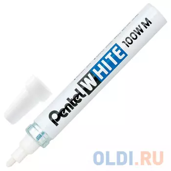 Маркер-краска лаковый PENTEL (Япония) WHITE, 3,9 мм, БЕЛЫЙ, алюминиевый корпус, X100W-M