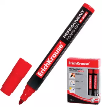 Маркер перманентный Erich Krause "P-200" 0,8-2,2 мм красный