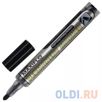 Маркер перманентный (нестираемый) PENTEL "Maxiflo", ЧЕРНЫЙ, круглый наконечник, 4,5 мм, NLF50-A