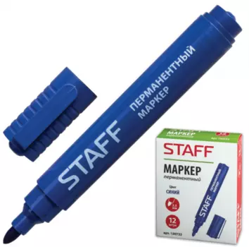 Маркер перманентный STAFF Маркер перманентный (нестираемый) 2.5 мм синий
