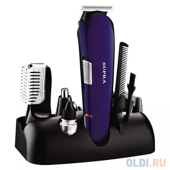 Машинка для стрижки Supra HCS-440 черный/синий (насадок в компл:4шт)