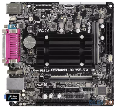 Материнская плата ASRock J4105B-ITX с процессором Intel 2xDDR4 1xPCI-E 16x 2xSATAIII mini-ITX Retail