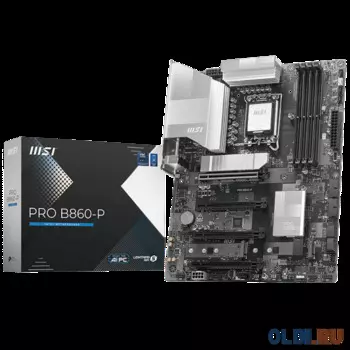 Материнская плата MSI PRO B860-P B860, LGA1851, 4*DDR5, 4*PCIEx16, 3*M.2, 1*TypeC, 2*USB3.2Gen2, 6*USB3.2Gen1, 8*USB2.0, 4*SATA3.0, 5G, Type-C DP, DP,