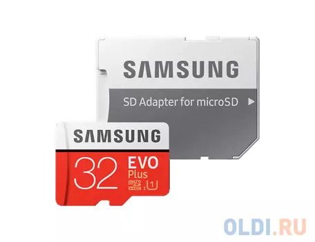 Карта памяти MicroSDHC 32GB Samsung EVO Plus v2 UHS-I U1 + SD Adapter (R95/W20Mb/s) (MB-MC32GA/RU)