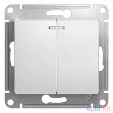 Механизм выключателя SCHNEIDER ELECTRIC GSL000153 Glossa 2-кл. с подсвет. бел.