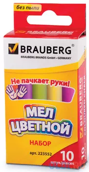 Мел BRAUBERG 223552 10 штук 5 цветов