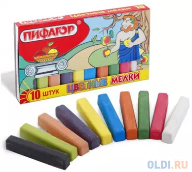 Мел ПИФАГОР 221168 10 штук 10 цветов