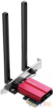 Mercusys MA86XE AXE5400 Tri-Band Wi-Fi 6E Bluetooth PCI Express Adapter, 2402 Mbps at 6 GHz + 2402 Mbps at 5 GHz + 574 Mbps at 2.4 GHz, 2? High Gain T